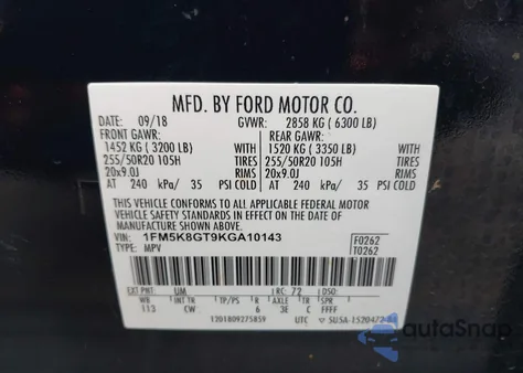 2019 Ford Explorer Sport from USA, damaged, VIN 1FM5K8GT9KGA10143